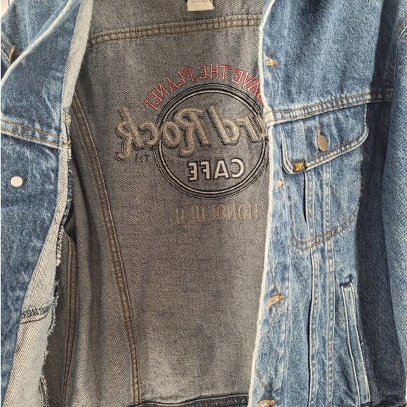 Retro Hard Rock Cafe Honolulu Denim Jacket 6 Button Lee Jean Jacket Streetwear - Picture 7 of 14